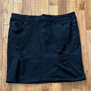 Judy Blue Black Distressed Denim Mini Skirt Size Large